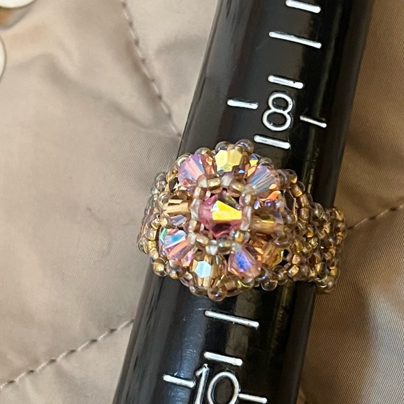 Pink and gold Bead Ring size 9 - Picture 4 of 5